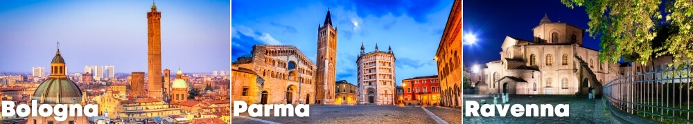 Da sinistra a destra: Bologna, Parma e Ravenna