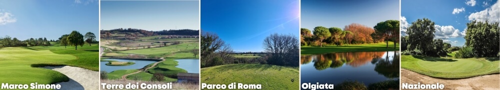 From left to right: Marco Simone, Terre dei Consoli, Parco di Roma, Olgiata and Nazionale