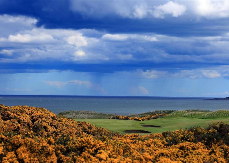 Royal Aberdeen Golf fairway and coastline view