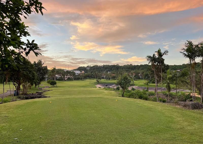 Fairways and Bluewater golf course at sunset
