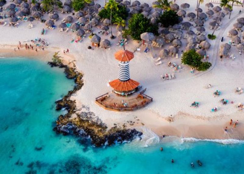 Dominican Republic seashore with lighthouse