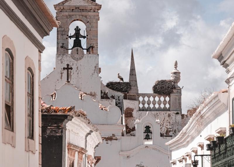 Algarve alley with church