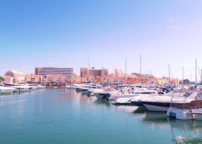 Port with boats in the Algarve