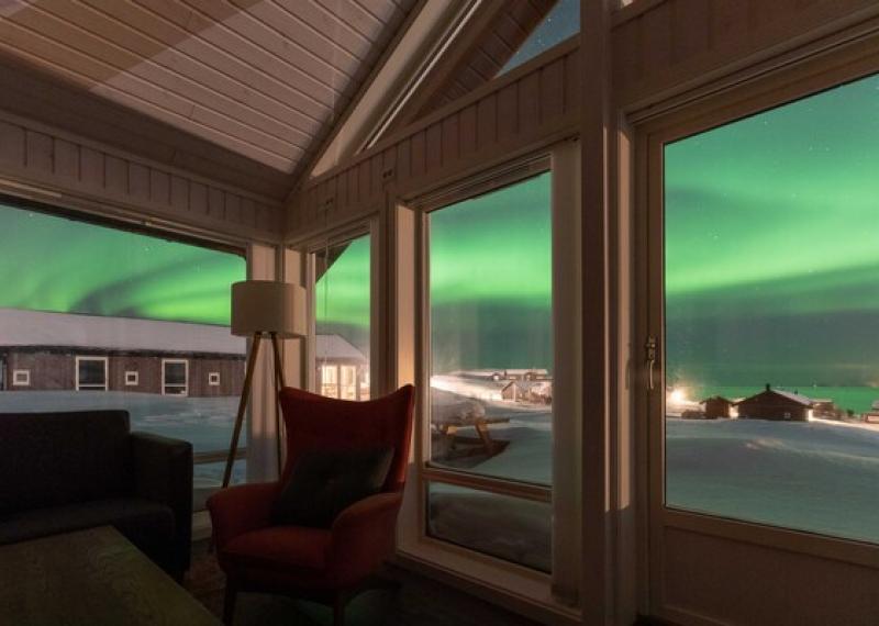 Lofoten Links Lodges aurora borealis