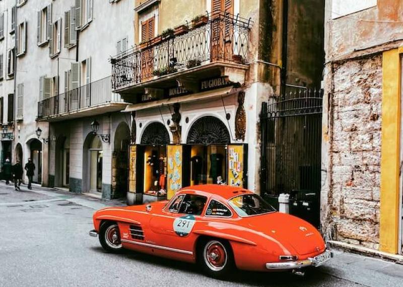 vintage car parked on the road in Brescia