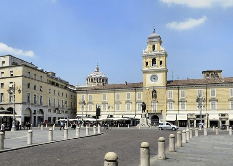 Parma city center with view on buildings