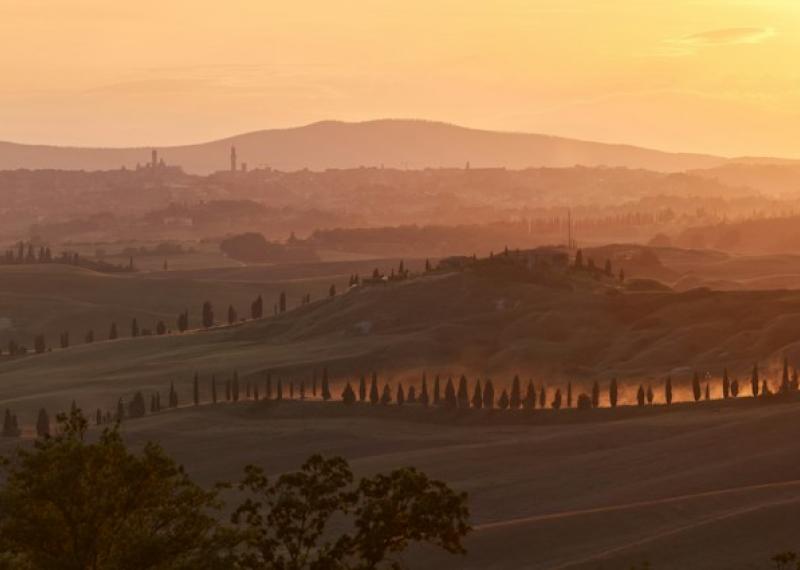 Tuscan hills at sunset