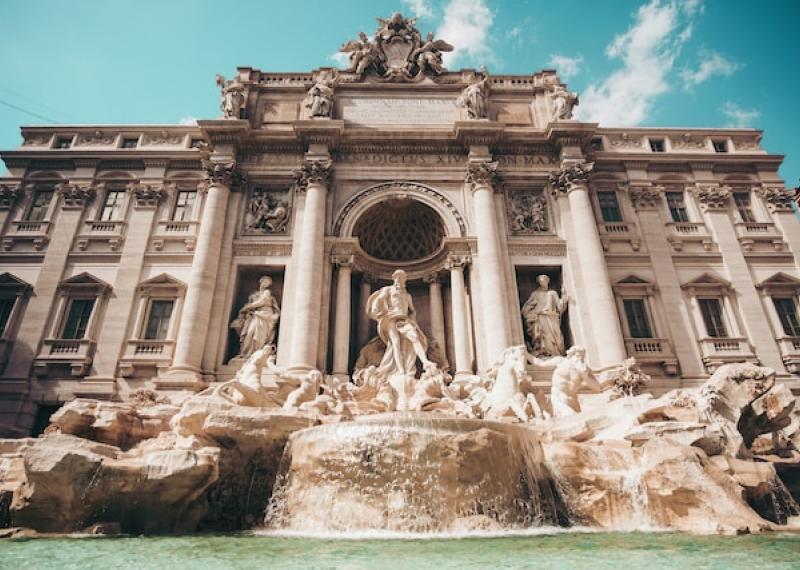 Trevi Fountain in the foreground