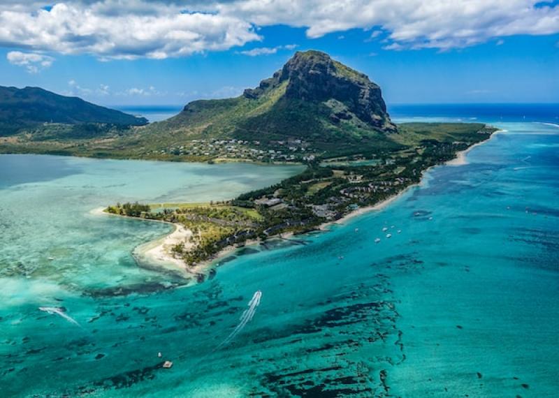Panorama and clear sea in Mauritius