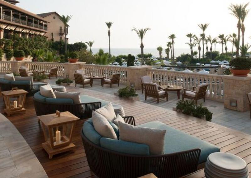 Relaxing lounge chairs at the Elysium Hotel Sunset Terrace