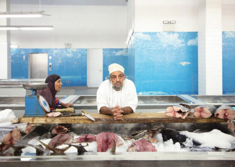 Mercante di pesce a Muscat