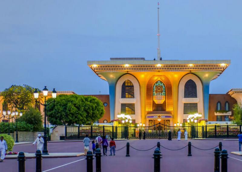 Oman illuminated Historical Building 