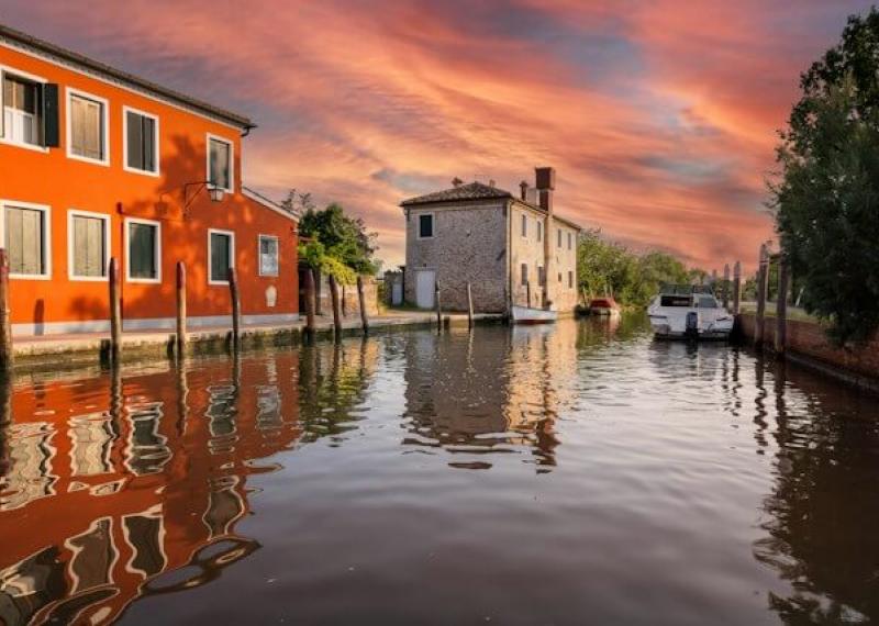 Canal in Torcello at sunset