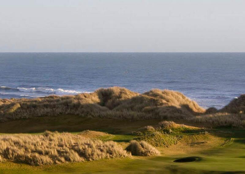 Trump International Golf Links, Scotland course and coastline view