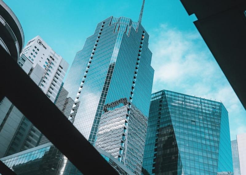 Manila skyscrapers seen from the street