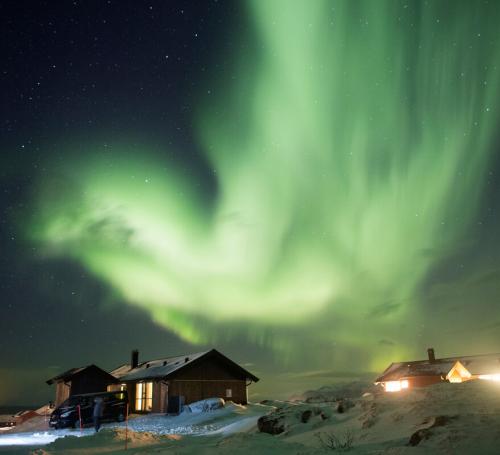 Vista dell'Aurora Boreale da Lofoten Links Lodges